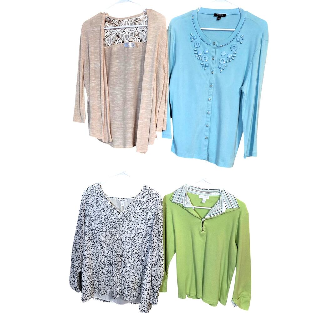 Women's Large 12 14 Tops Shirts Blouses Sweaters Wholesale Bulk Lot of 4 L